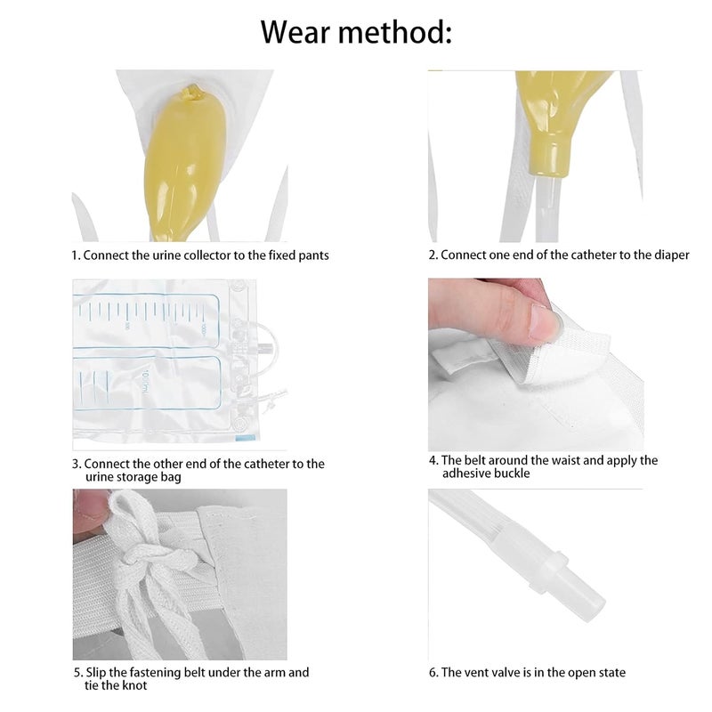 woobles Male Urinal Pee Holder, Reusable Portable Urine Bag Collector 1000ml Men Urinal Male Urination Device Funnel Urine Bag with Spill Proof Collection Bag - Image 3